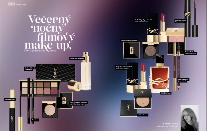 Make-up artistka YSL Beauty Katarína Kmecová vytvorila jedinečné looky na večer v podaní speváčky Emmy Drobnej