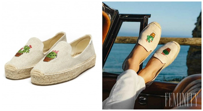 Béžové espadrilky s vtipnou potlačou na oživenie bežného outfitu