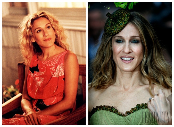 Carrie Bradshaw (vľavo) a Sarah Jessica Parker (vpravo)